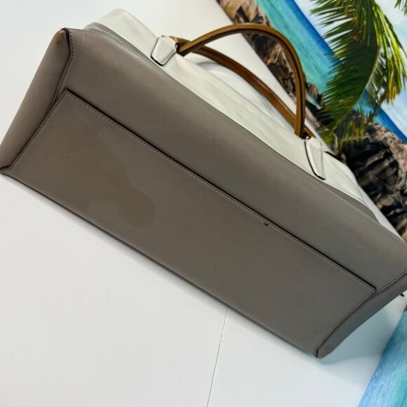 Coach 32502 Borough Bag in Two-Tone Leather Gray White Handbag Purse Briefcase - Picture 6 of 15